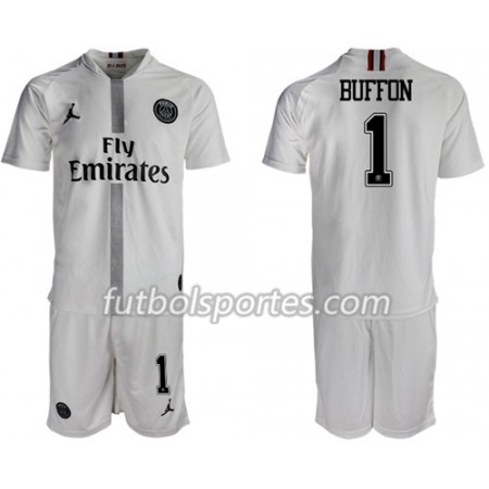 Camisetas Paris Saint Germain Buffon 1 Jordan Blanco Niño Tercera Equipacion 2018/2019
